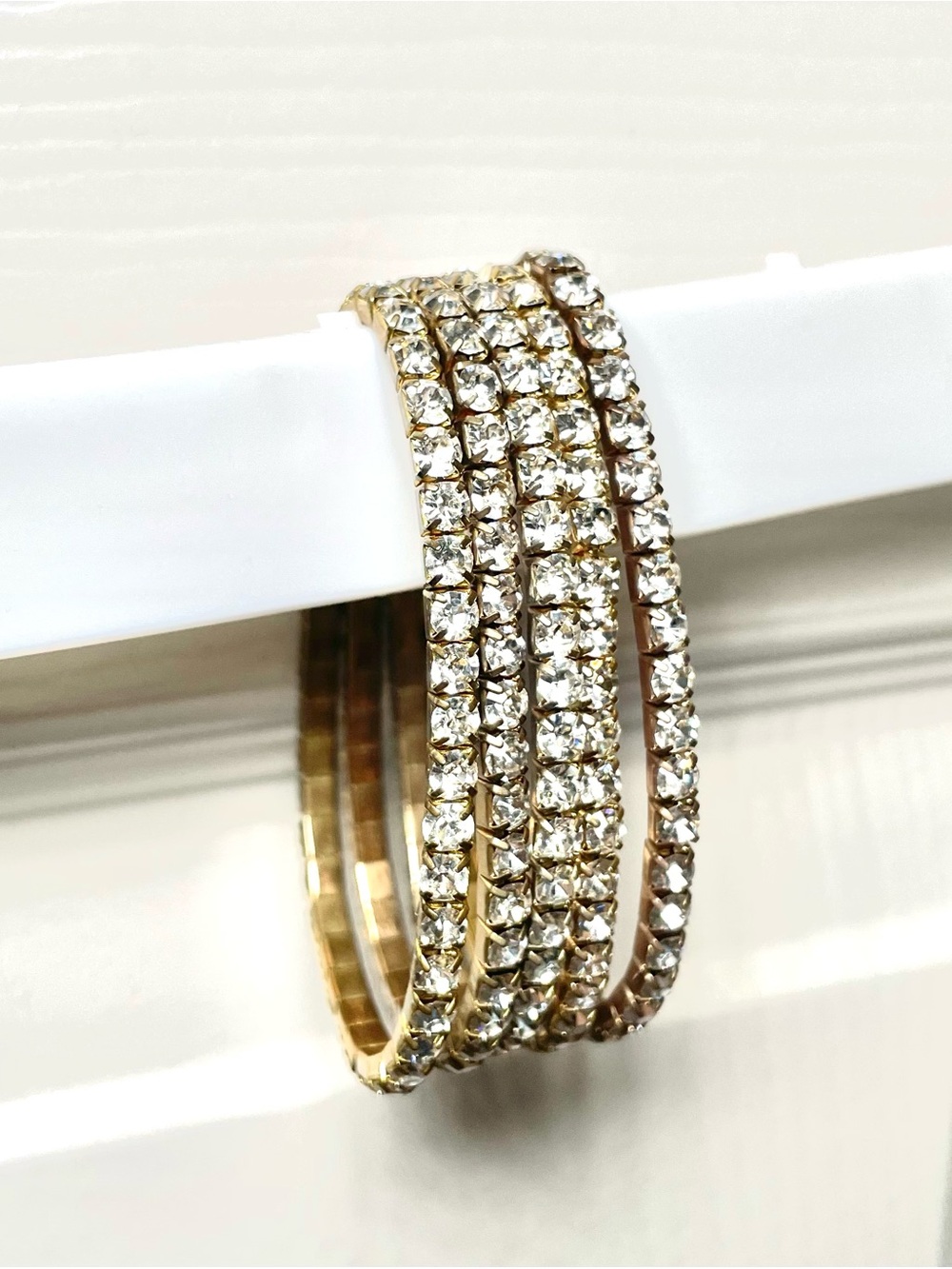 Gold Tennis bracelets with rhinestones